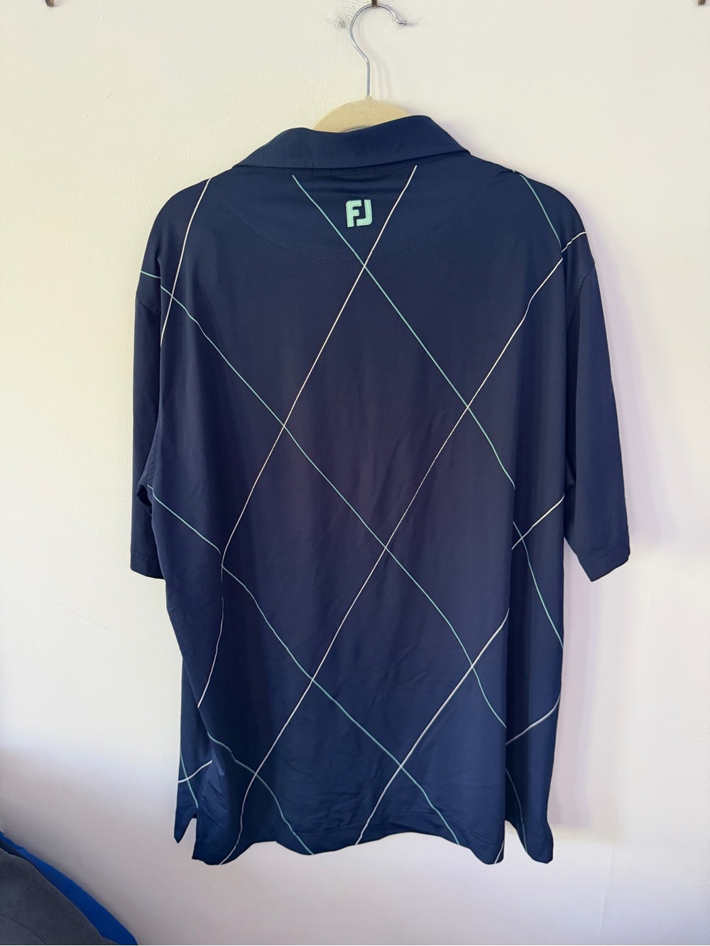 FootJoy Navy Polo with White Argyle Stitch - Picture 8 of 8